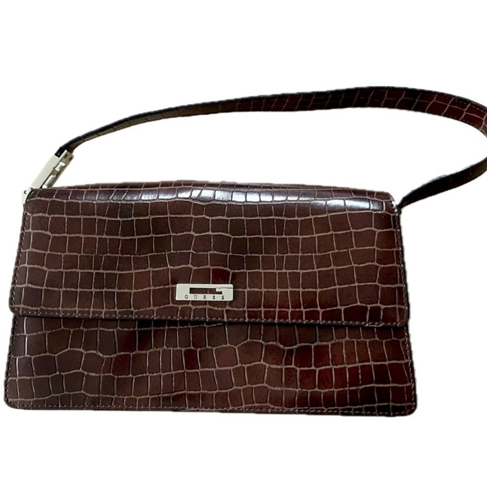Guess Brown Crocodile Embossed Women's Bag
